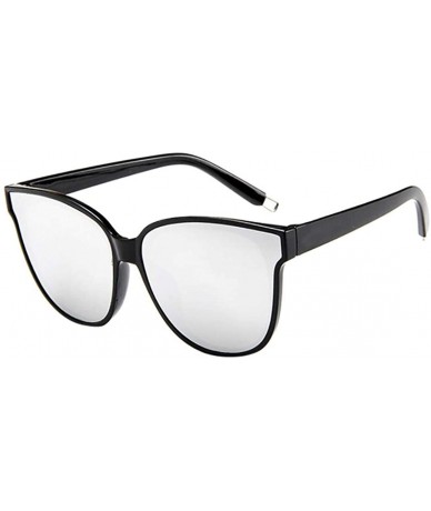 Oversized Women Designer Oversized Flat Top Cat Eye Mirrored Sunglasses - A - C018H8DGK57 $18.38