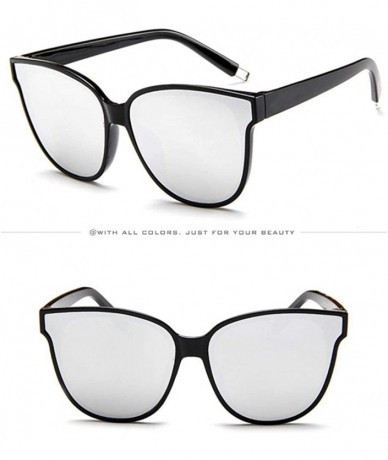 Oversized Women Designer Oversized Flat Top Cat Eye Mirrored Sunglasses - A - C018H8DGK57 $18.38