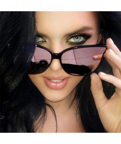 Oversized Women Designer Oversized Flat Top Cat Eye Mirrored Sunglasses - A - C018H8DGK57 $18.38