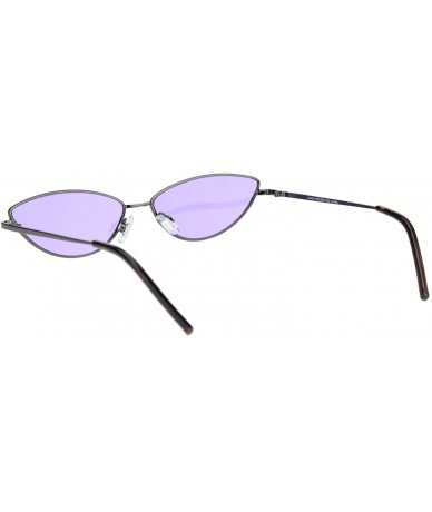 Oval Skinny Oval Shape Sunglasses Womens Small Metal Frame Color Lens UV 400 - Black (Purple) - CE196C0KRTO $20.98