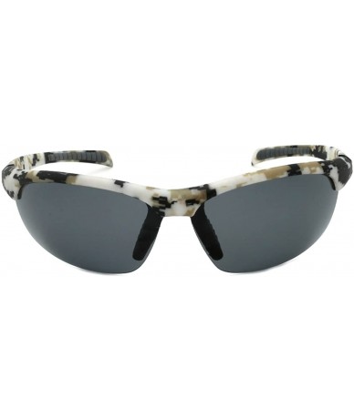 Semi-rimless Sports Sunglasses with 1.1 mm Polarized Lens 570008CAMO-P1 - Black/Light Green/White - CL12O4VIEG4 $27.67