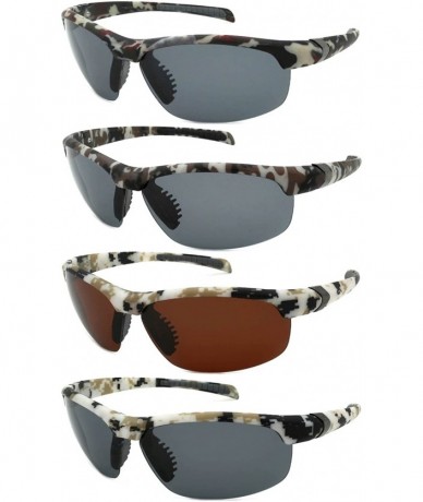 Semi-rimless Sports Sunglasses with 1.1 mm Polarized Lens 570008CAMO-P1 - Black/Light Green/White - CL12O4VIEG4 $27.67