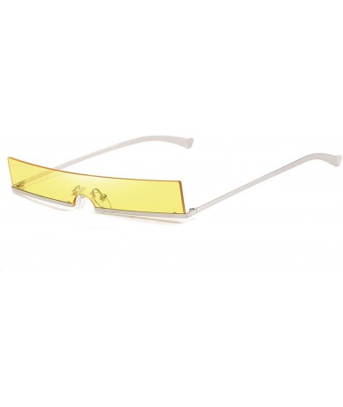 Rectangular Trendy Tiny Rimless Rectangle Sunglasses Slim Rectangular - Yellow - CB199N2CQ4E $22.18