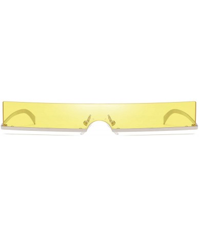 Rectangular Trendy Tiny Rimless Rectangle Sunglasses Slim Rectangular - Yellow - CB199N2CQ4E $22.18