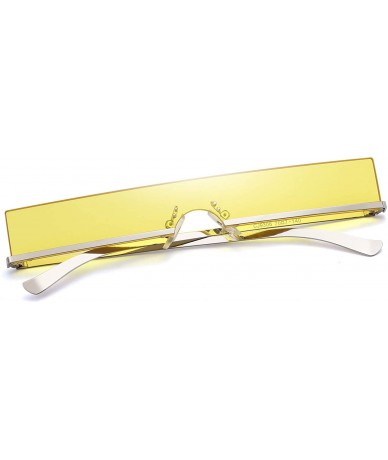 Rectangular Trendy Tiny Rimless Rectangle Sunglasses Slim Rectangular - Yellow - CB199N2CQ4E $22.18