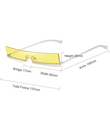 Rectangular Trendy Tiny Rimless Rectangle Sunglasses Slim Rectangular - Yellow - CB199N2CQ4E $22.18