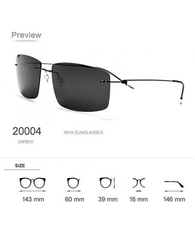 Square 100% Pure Titanium No Screw Rimless Polarized Sunglasses For Men Women Ultralight - Black - CQ184W5C8Z7 $62.31