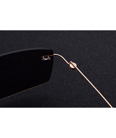 Square 100% Pure Titanium No Screw Rimless Polarized Sunglasses For Men Women Ultralight - Black - CQ184W5C8Z7 $62.31