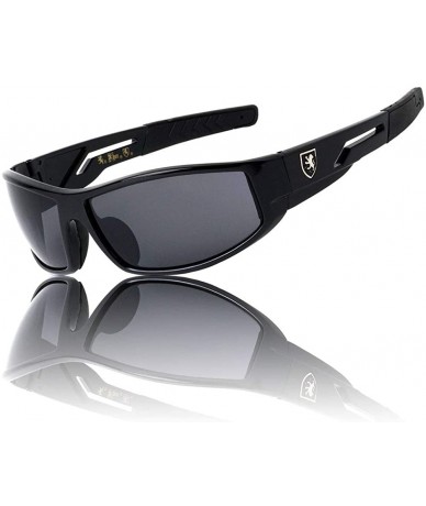 Rectangular Rectangular Curved Lens Temple Cut Out Sports Sunglasses - Black - CW199GAOUTU $34.93