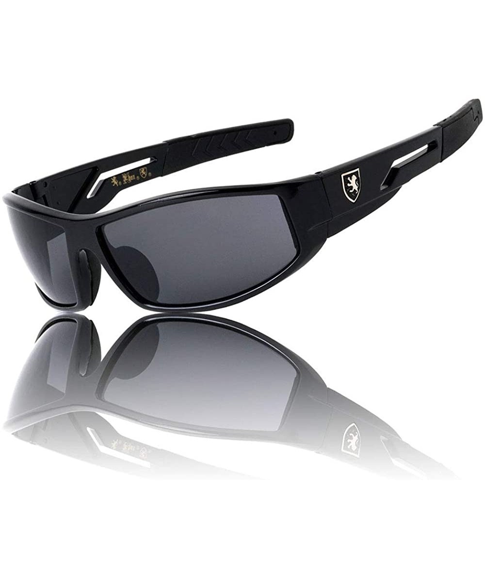 Rectangular Rectangular Curved Lens Temple Cut Out Sports Sunglasses - Black - CW199GAOUTU $34.93