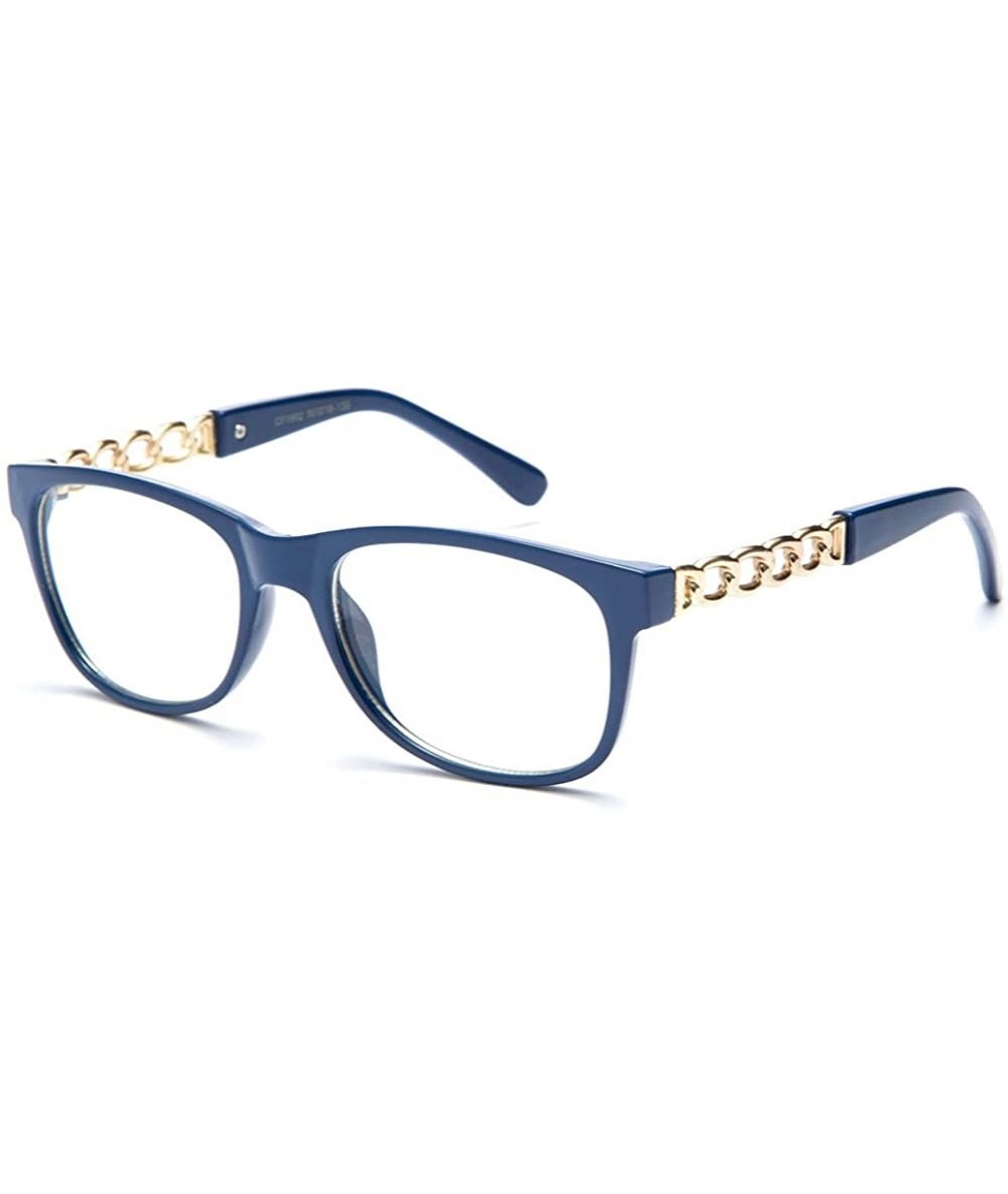 Oversized Unisex Clear Lens Temple Design Fashion Glasses - Blue - C411KQRU8DN $19.64