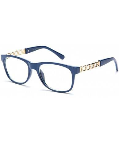 Oversized Unisex Clear Lens Temple Design Fashion Glasses - Blue - C411KQRU8DN $19.64