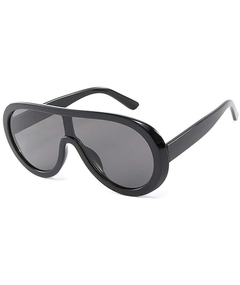 Oval Futuristic Oversize Sunglasses Mirrored Fashion - Black - CB18SZL94S9 $23.81