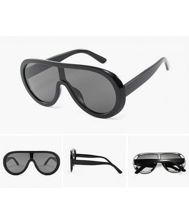 Oval Futuristic Oversize Sunglasses Mirrored Fashion - Black - CB18SZL94S9 $23.81