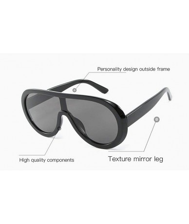 Oval Futuristic Oversize Sunglasses Mirrored Fashion - Black - CB18SZL94S9 $23.81