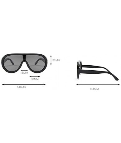 Oval Futuristic Oversize Sunglasses Mirrored Fashion - Black - CB18SZL94S9 $23.81