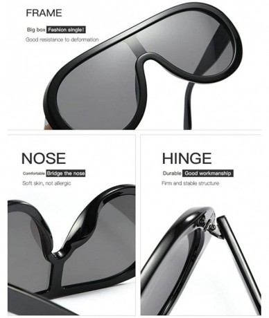 Oval Futuristic Oversize Sunglasses Mirrored Fashion - Black - CB18SZL94S9 $23.81