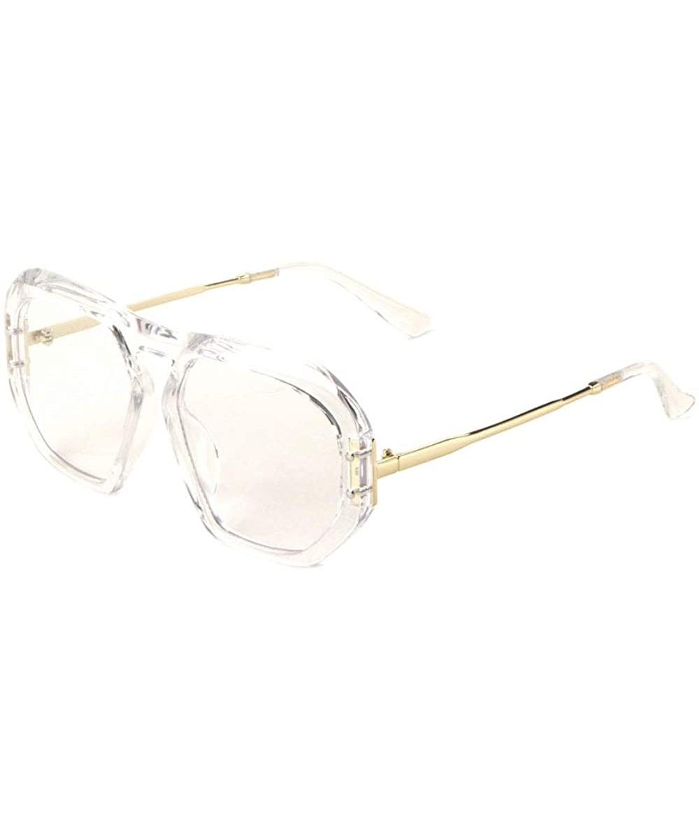 Butterfly Geometric Thick Plastic Frame Metal Temple Sunglasses - Grey Crystal - CP197UZIK53 $27.74