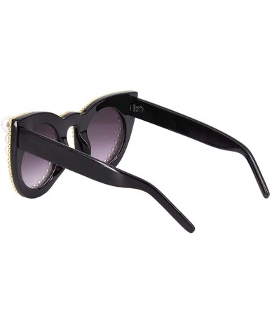 Round Fashion Round Pearl Decor Sunglasses UV Protection Metal Frame - Black1515 - CJ18QZ3N7UU $32.47