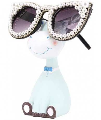 Round Fashion Round Pearl Decor Sunglasses UV Protection Metal Frame - Black1515 - CJ18QZ3N7UU $32.47