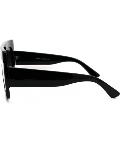 Rectangular Retro Thick Plastic Flat Top Robotic Shield Sunglasses - Black Smoke - C918UYT500H $19.50