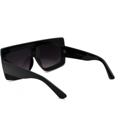 Rectangular Retro Thick Plastic Flat Top Robotic Shield Sunglasses - Black Smoke - C918UYT500H $19.50