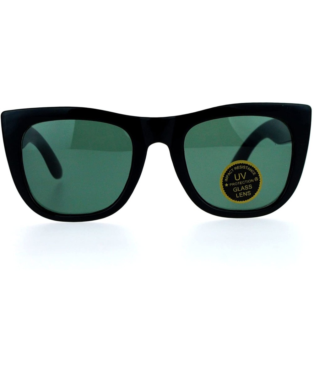 Rectangular Vintage Style Glass Lens Rectangular High Point Plastic Sunglasses - Black Green - C6129SXCNT7 $19.90