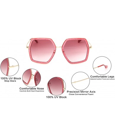 Oversized Oversized Square Sunglasses Women Vintage UV Protection/irregular Brand Designer Shades (red ) - CL18E3GHT98 $23.71