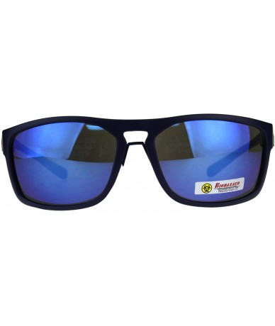 Rectangular Mens Biohazard Gangster Rectangular Warp Around Sunglasses - All Blue - C618C4R6GGI $18.97