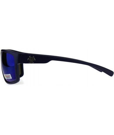 Rectangular Mens Biohazard Gangster Rectangular Warp Around Sunglasses - All Blue - C618C4R6GGI $18.97