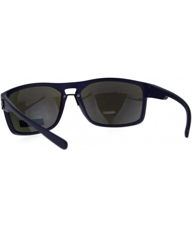 Rectangular Mens Biohazard Gangster Rectangular Warp Around Sunglasses - All Blue - C618C4R6GGI $18.97