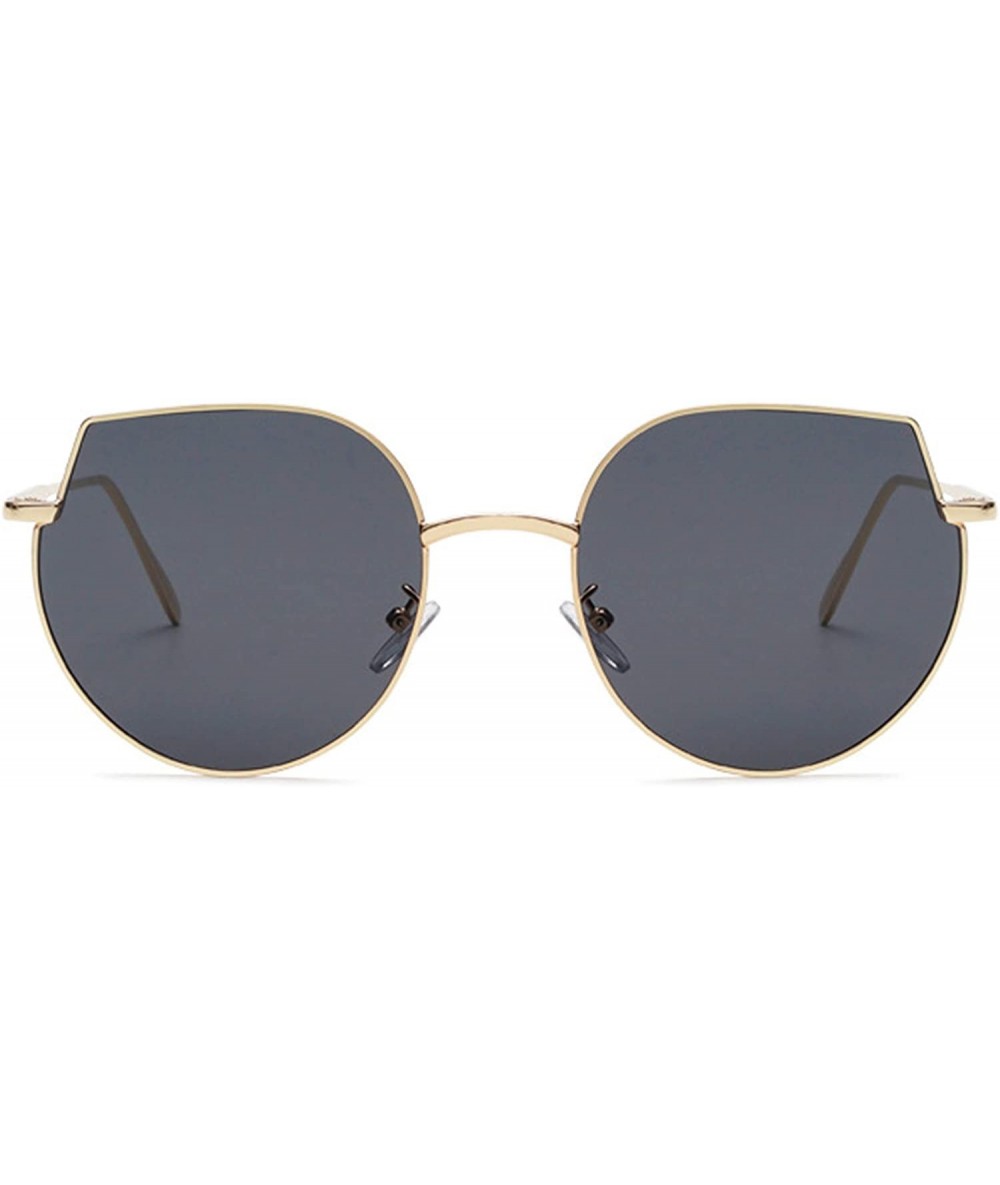 Round Men and women fashion retro cat eyes irregular polarized sunglasses prom mirror party travel - Gold - CV18T5NCY6R $37.01