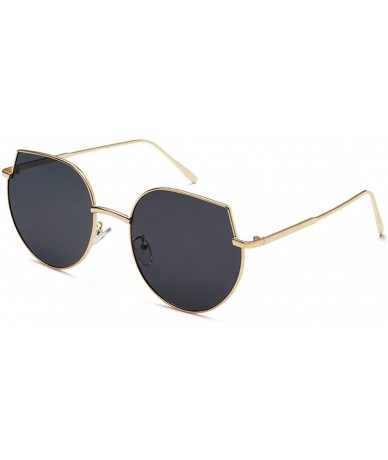 Round Men and women fashion retro cat eyes irregular polarized sunglasses prom mirror party travel - Gold - CV18T5NCY6R $37.01