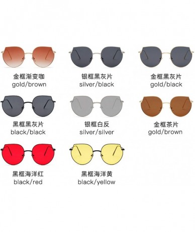 Round Men and women fashion retro cat eyes irregular polarized sunglasses prom mirror party travel - Gold - CV18T5NCY6R $37.01