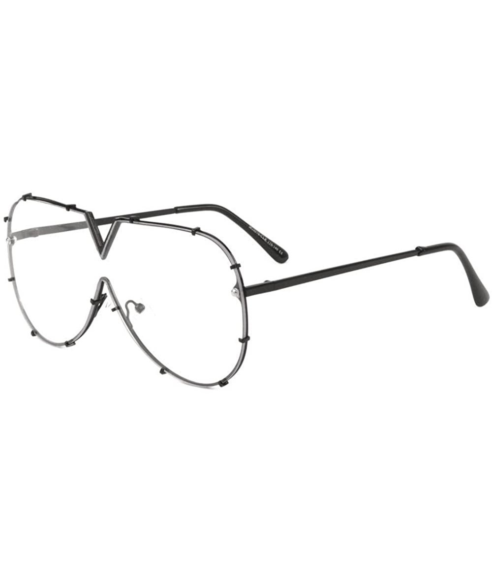 Rimless Rimless Oversized Shield One Piece Floating Lens Sunglasses - Black Frame - CF180ZZ2LEM $19.37