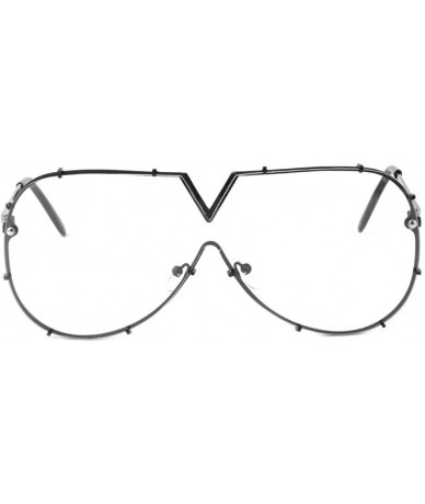 Rimless Rimless Oversized Shield One Piece Floating Lens Sunglasses - Black Frame - CF180ZZ2LEM $19.37