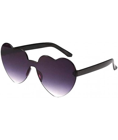 Rimless Heart Shape Rimless Sunglasses Candy Color Frameless Glasses Love Eyewear - Purple - CZ19076D5U6 $16.03