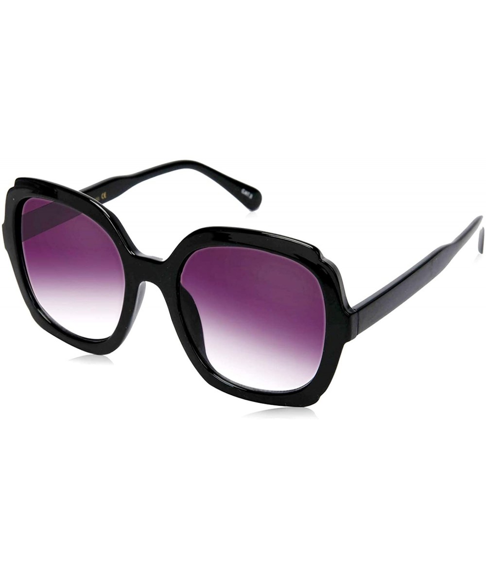 Oversized Fashion Oversized Sunglasses Polarized Protection - Bright Black Frame Gradient Grey Lens - CE18SATN0U0 $19.60