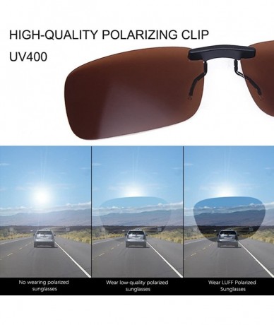 Rectangular Polarized Clip on Sunglasses for Prescription/Myopia Eyeglasses Outdoor/Driving - Brown - CR1803U06ML $23.84