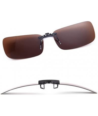 Rectangular Polarized Clip on Sunglasses for Prescription/Myopia Eyeglasses Outdoor/Driving - Brown - CR1803U06ML $23.84