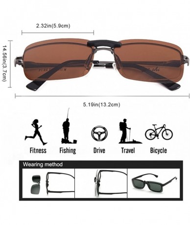 Rectangular Polarized Clip on Sunglasses for Prescription/Myopia Eyeglasses Outdoor/Driving - Brown - CR1803U06ML $23.84