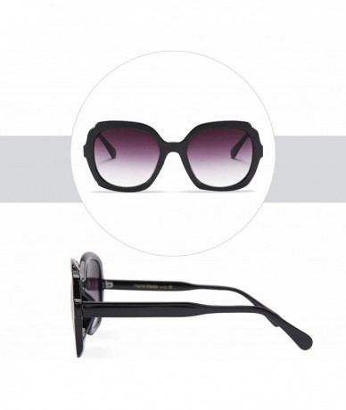 Oversized Fashion Oversized Sunglasses Polarized Protection - Bright Black Frame Gradient Grey Lens - CE18SATN0U0 $19.60