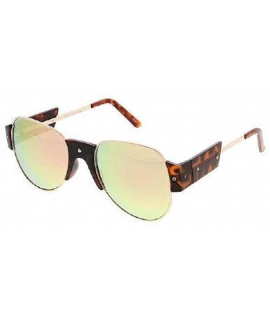 Aviator Futuristic Retro Elegant Luxury Aviator Sunglasses - Tortoise & Gold Frame - CL18YAHNQT2 $21.02