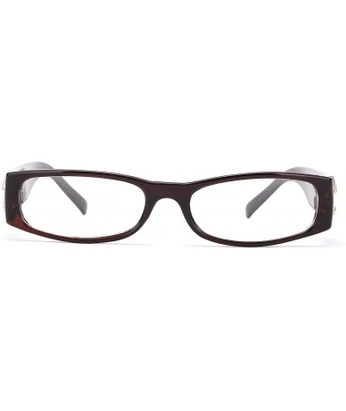 Rectangular Unisex Clear Plastic High Fashion Rectangular Oval Shape Clear Lens Glasses - Brown - CF11FAEL8PN $17.99