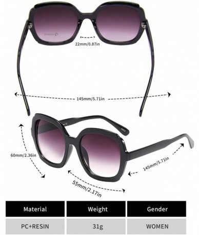 Oversized Fashion Oversized Sunglasses Polarized Protection - Bright Black Frame Gradient Grey Lens - CE18SATN0U0 $19.60