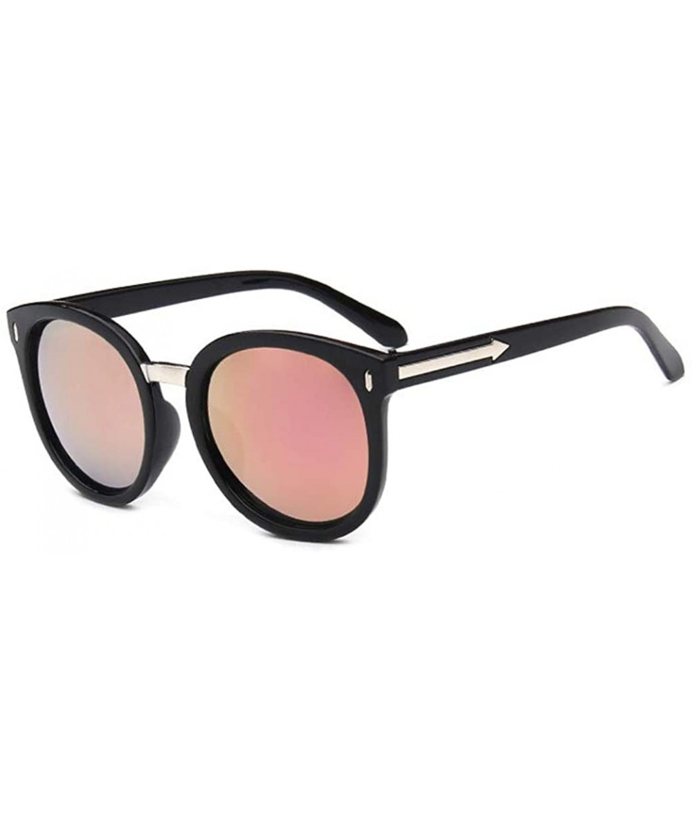 Round Fashion Round Polarized Sunglasses Vintage Shades For Men/Women - Round Black Frame + Pink Lens - C318X8Y9CE6 $26.81