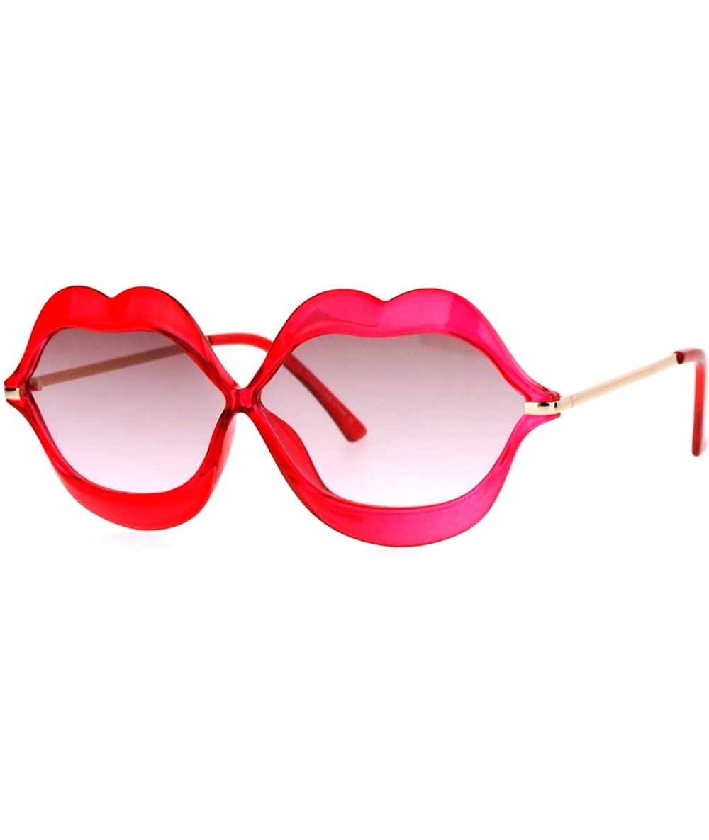 Oval Cute Lip Shape Sunglasses Lips Kiss Womens Fashion Shades UV 400 - Red - CK188CNLNWC $19.00