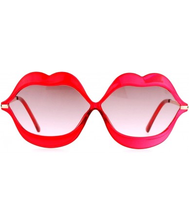 Oval Cute Lip Shape Sunglasses Lips Kiss Womens Fashion Shades UV 400 - Red - CK188CNLNWC $19.00