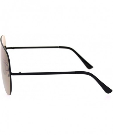 Shield Panel Shield Rimless Light Oversize Retro Racer Sunglasses - Black Brown - CW18S5SDRAZ $22.96