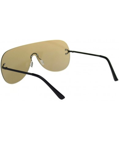 Shield Panel Shield Rimless Light Oversize Retro Racer Sunglasses - Black Brown - CW18S5SDRAZ $22.96